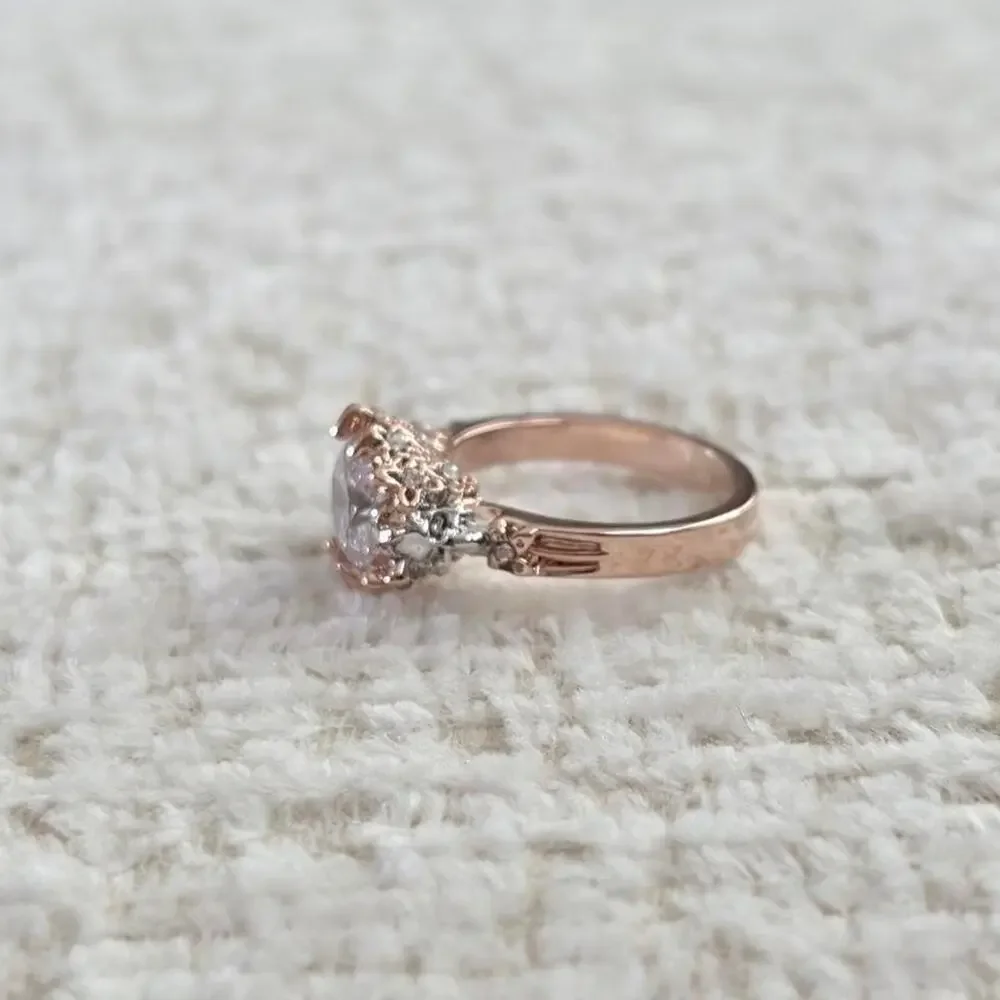 Rose Gold with Silver Skulls Ring Size 7